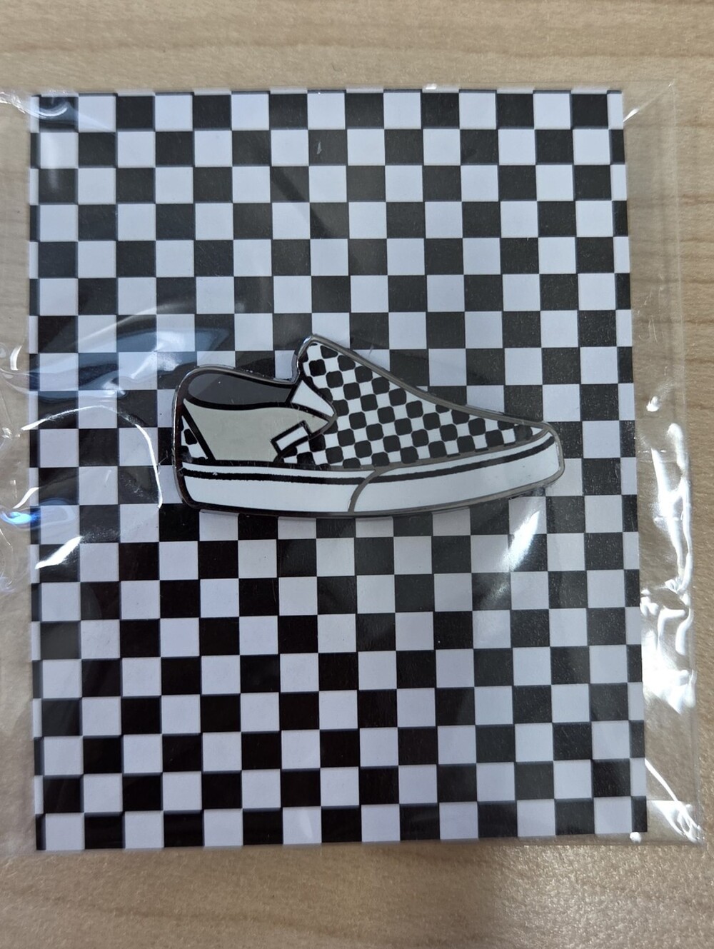 Vans "OFF THE WALL" Checkerboard Slip-On Shoe Enamel Pin - Black & White